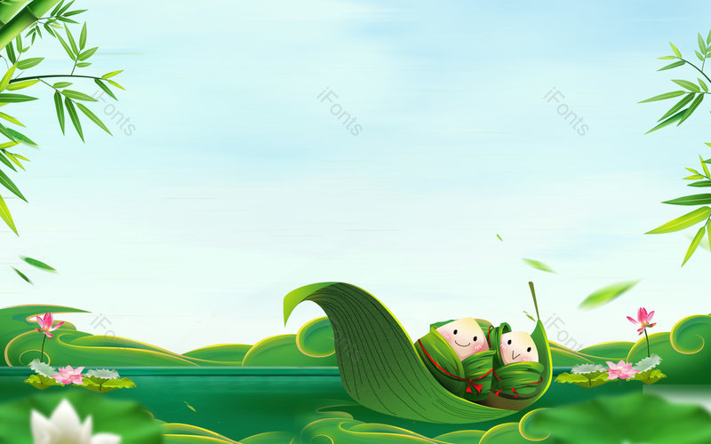 清新手绘风格端午节日吃粽子赛龙舟背景,插画/手绘图,插画/手绘图库,插画/手绘图下载,插画/手绘